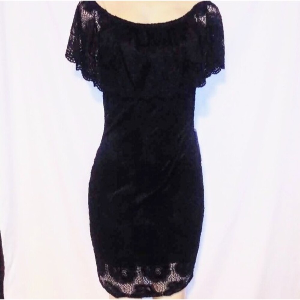 Rose Petals And Lace Black Mini Dress M
